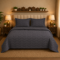 Madhavam Handlooms Charcoal Wave Pattern Premium Cotton King Size Bedsheet