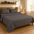 Madhavam Handlooms Charcoal Grey Geometric Print King Size Bedsheet