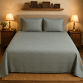 Sage Green Textured Handwoven Bedsheet - Premium Cotton with Wave Pattern