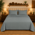 Madhavam Handlooms Slate Grey Geometric Print King Size Bedsheet Set