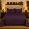 Madhavam Handlooms Deep Plum Floral Premium King Size Bedsheet Set