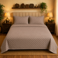 Madhavam Handlooms Taupe Diamond Lattice King Size Bedsheet Set