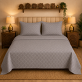 Madhavam Handlooms Grey Geometric Premium Cotton Double Bedsheet with 2 Pillow Covers